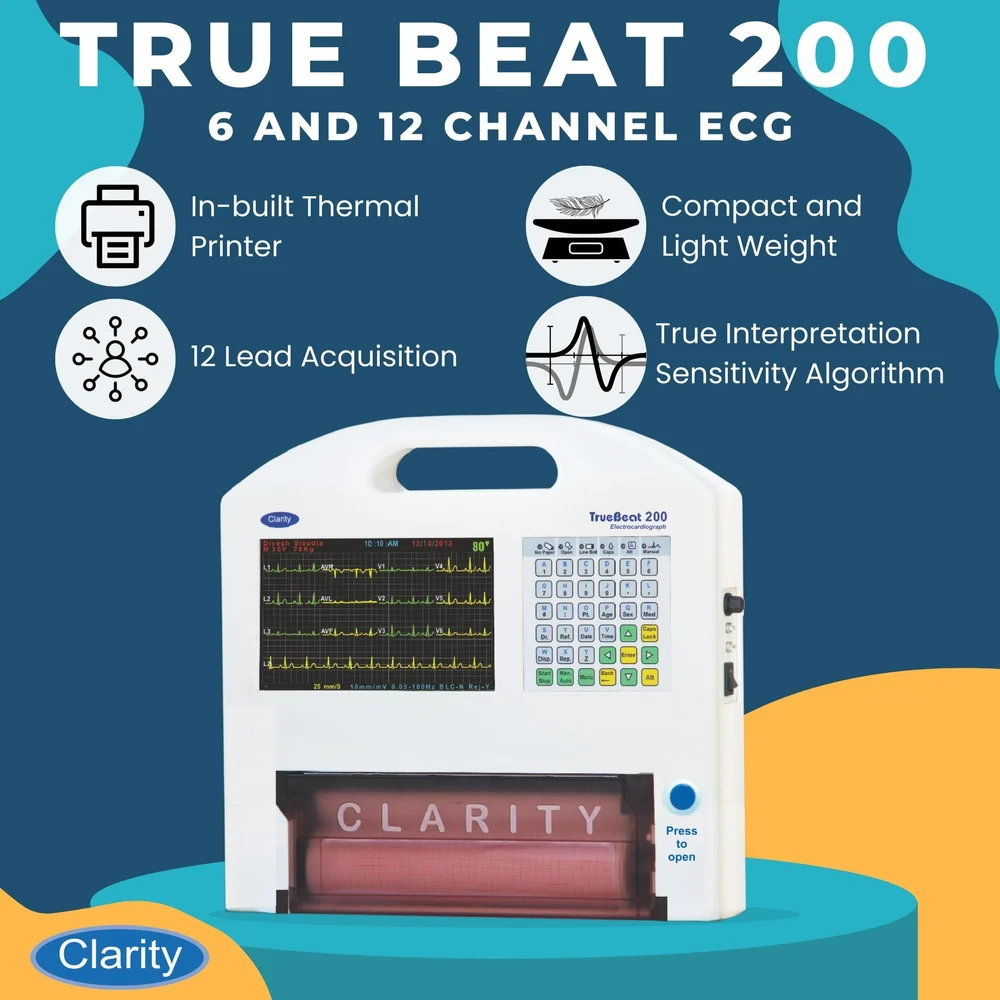 Clarity TrueBeat 200 - 12 Channel ECG Machine, Digital - Image 2