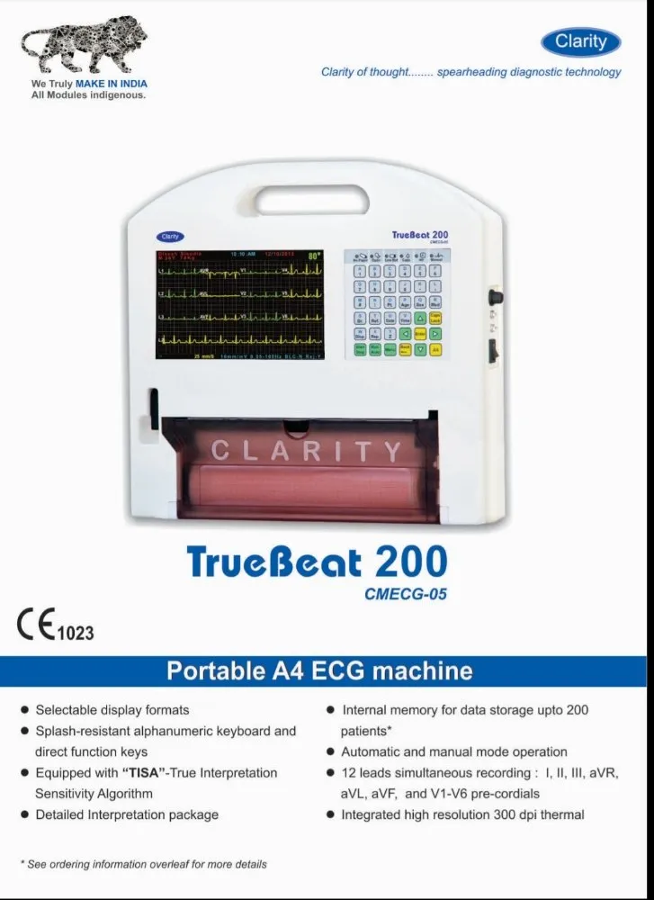 Clarity TrueBeat 200 - 12 Channel ECG Machine, Digital - Image 3