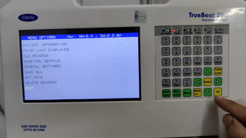 Clarity TrueBeat 200 - 12 Channel ECG Machine, Digital - Image 5